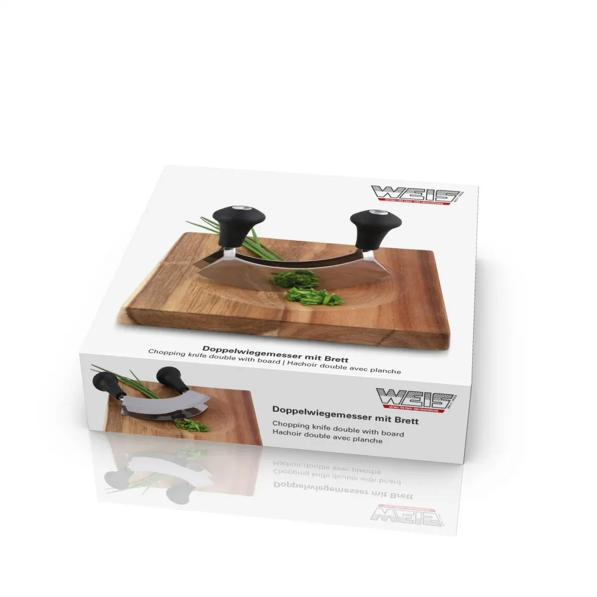 Wiegemes Dubbel Karl Weis 14cm | Acacia Plank | Kruiden Hakken - Dahomy.nl