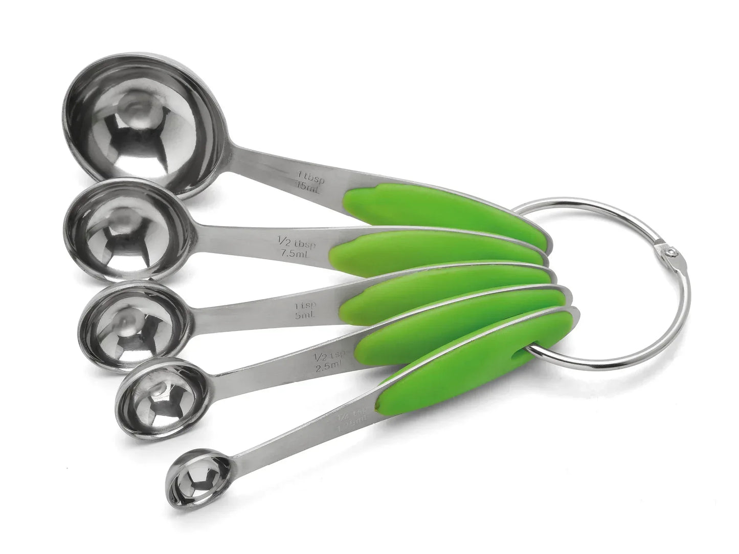 Maatlepels Set Karl Weis 5-delig RVS | Siliconen Groen | 1,25-15ml - Dahomy.nl
