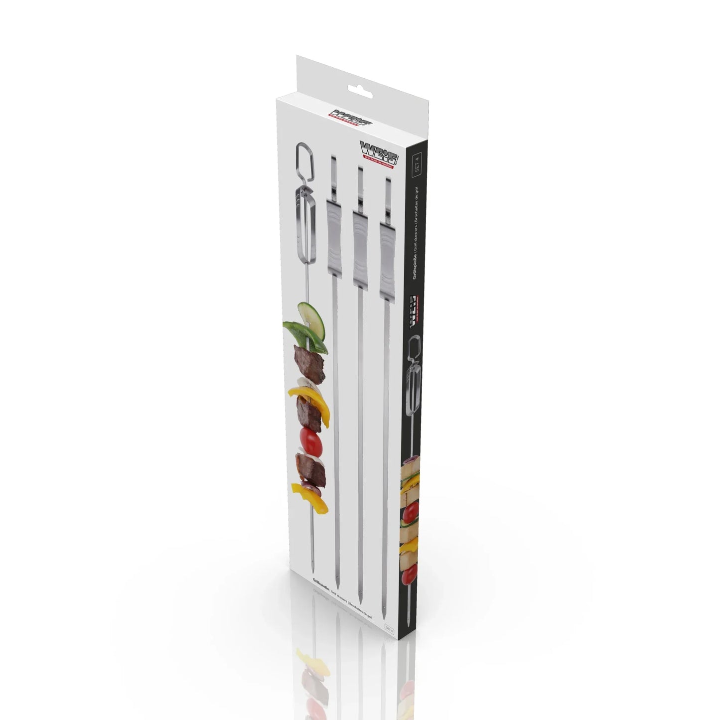 Grillspiesjes met Schraper 45cm RVS Set van 4 - Karl Weis BBQ Spiesjes - Dahomy.nl