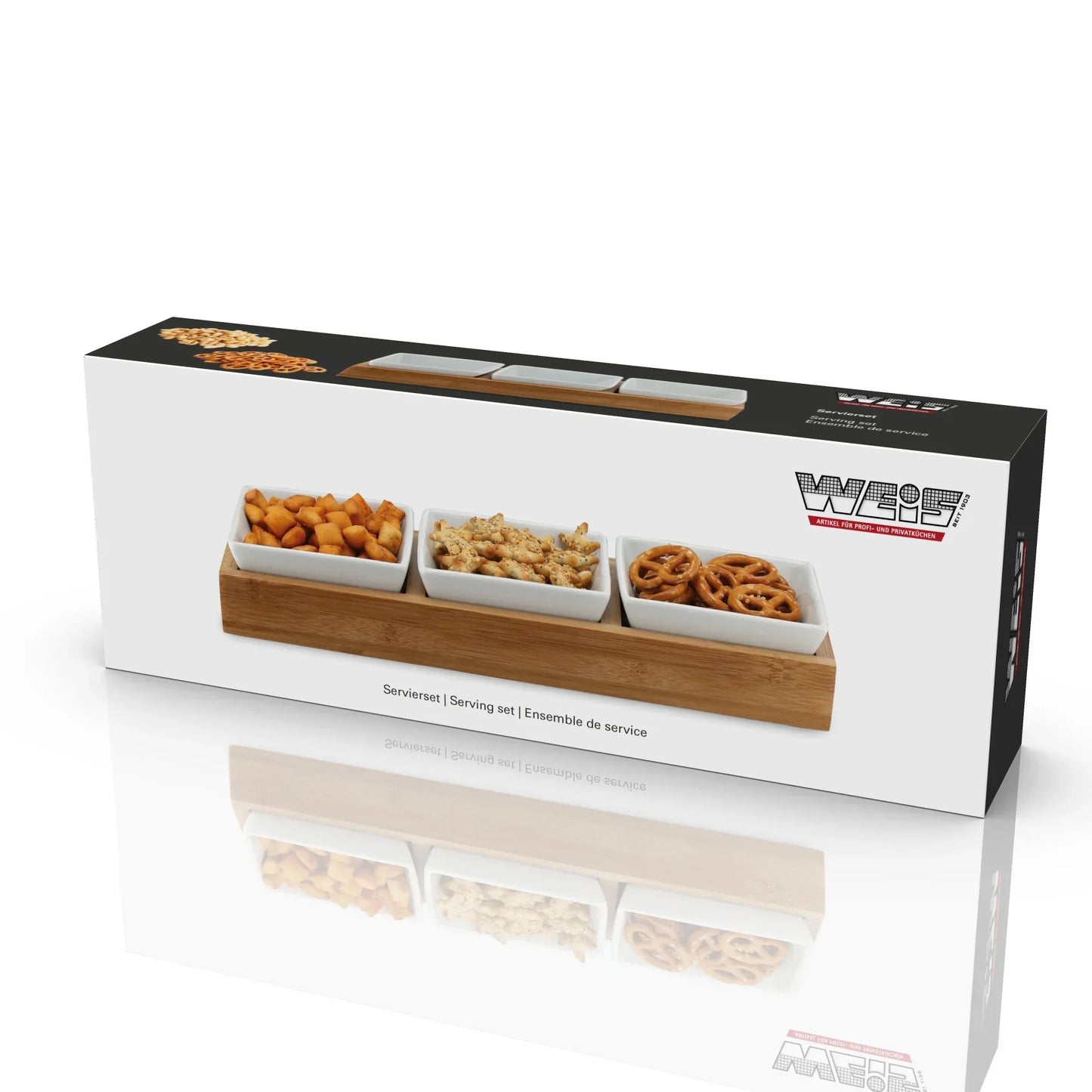 Serveerset 3 Kommen Porselein Houten Plateau – Dips Tapas | Karl Weis - Dahomy.nl