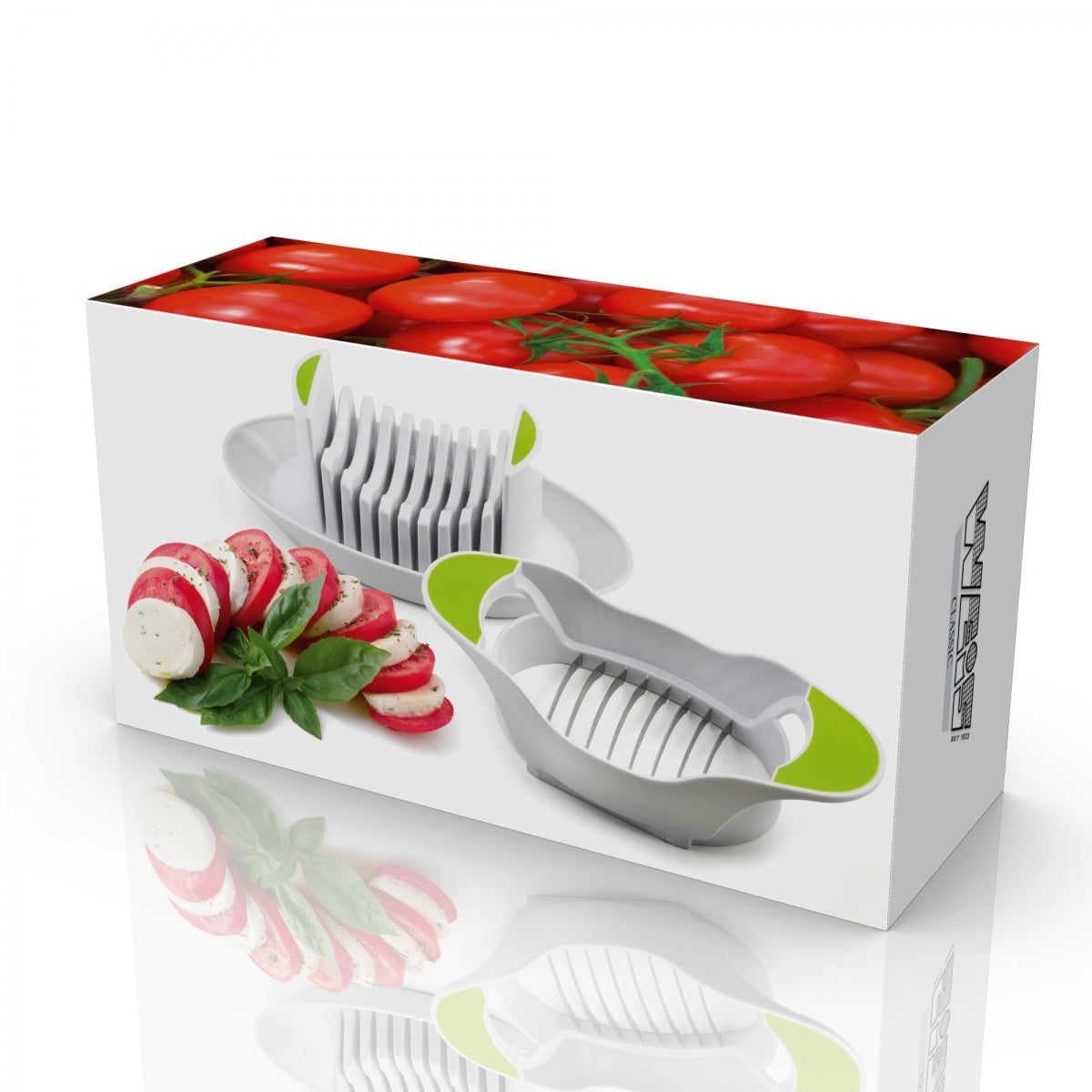 Karl Weis tomatensnijder plasticvrije geschenkdoos cadeau barbecue