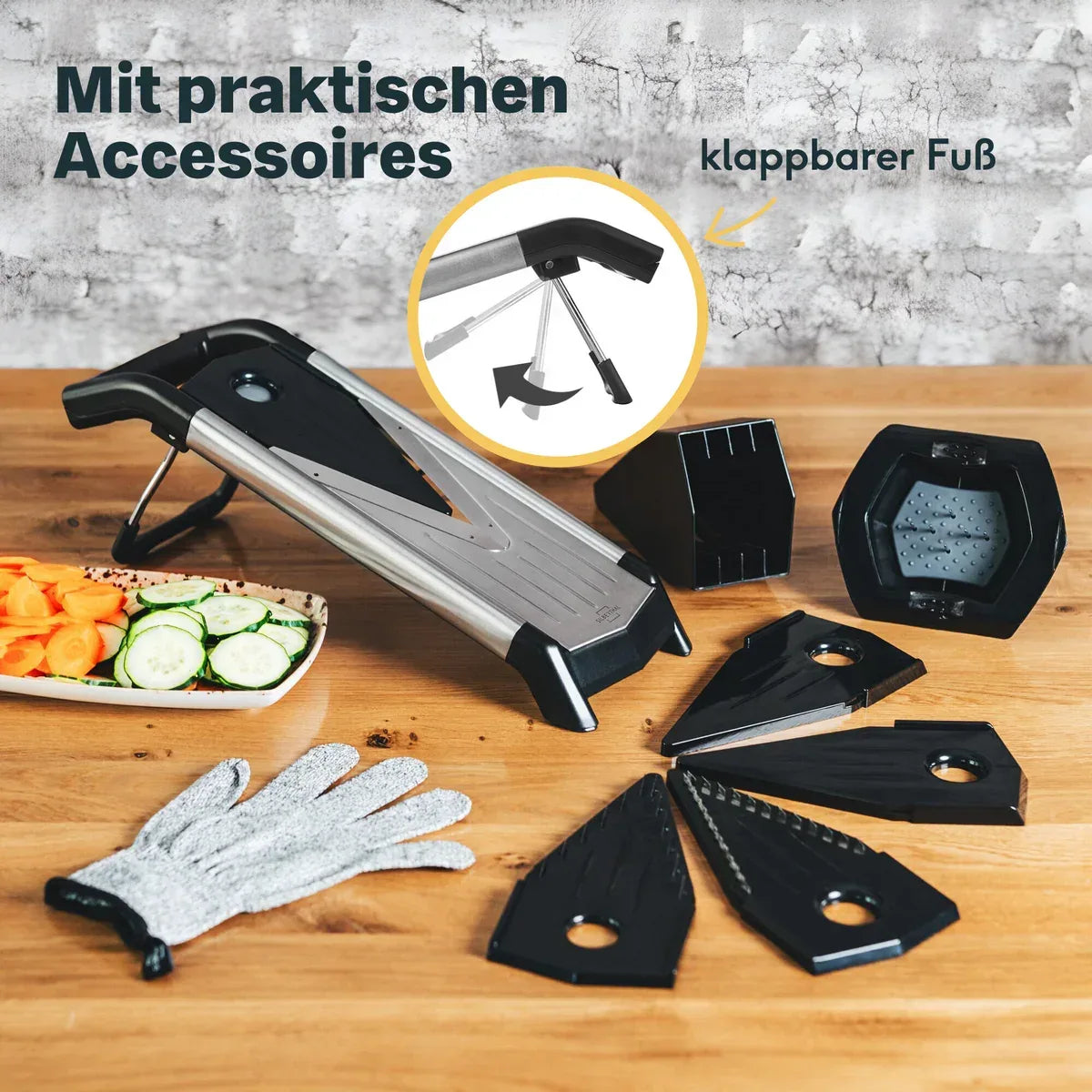 Groentesnijder Mandoline RVS – Silberthal V-Snijder met 5 Inzetstukken - Dahomy.nl