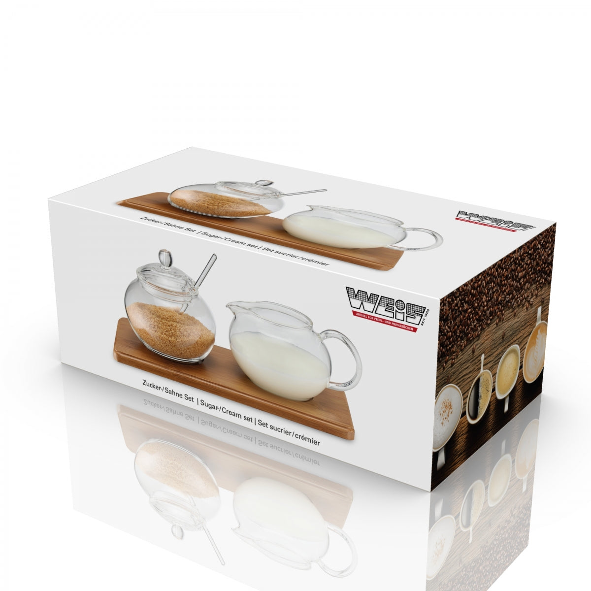 Karl Weis suiker- en roomset in klassieke geschenkdoos verpakking cadeau.