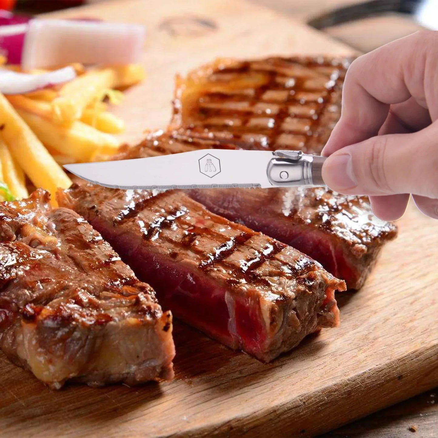 Steakmessen Laguiole 6 Stuks | Walnoot Handvat | Gekarteld - Dahomy.nl