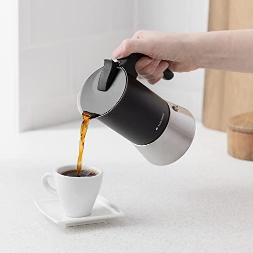 Moka Koffiepot Navaris RVS 4 of 6 Kopjes | Inductie Gas Elektrisch - Dahomy.nl