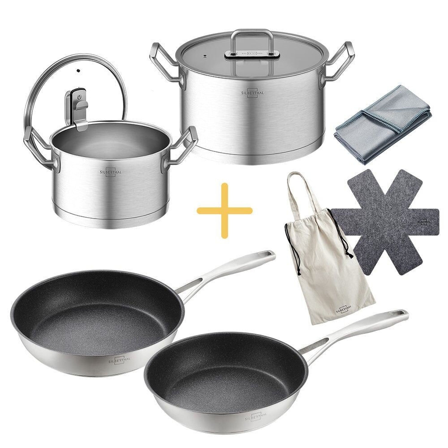 Pannenset 4-delig – 2 Pannen & 2 Potten Inductie | Silberthal