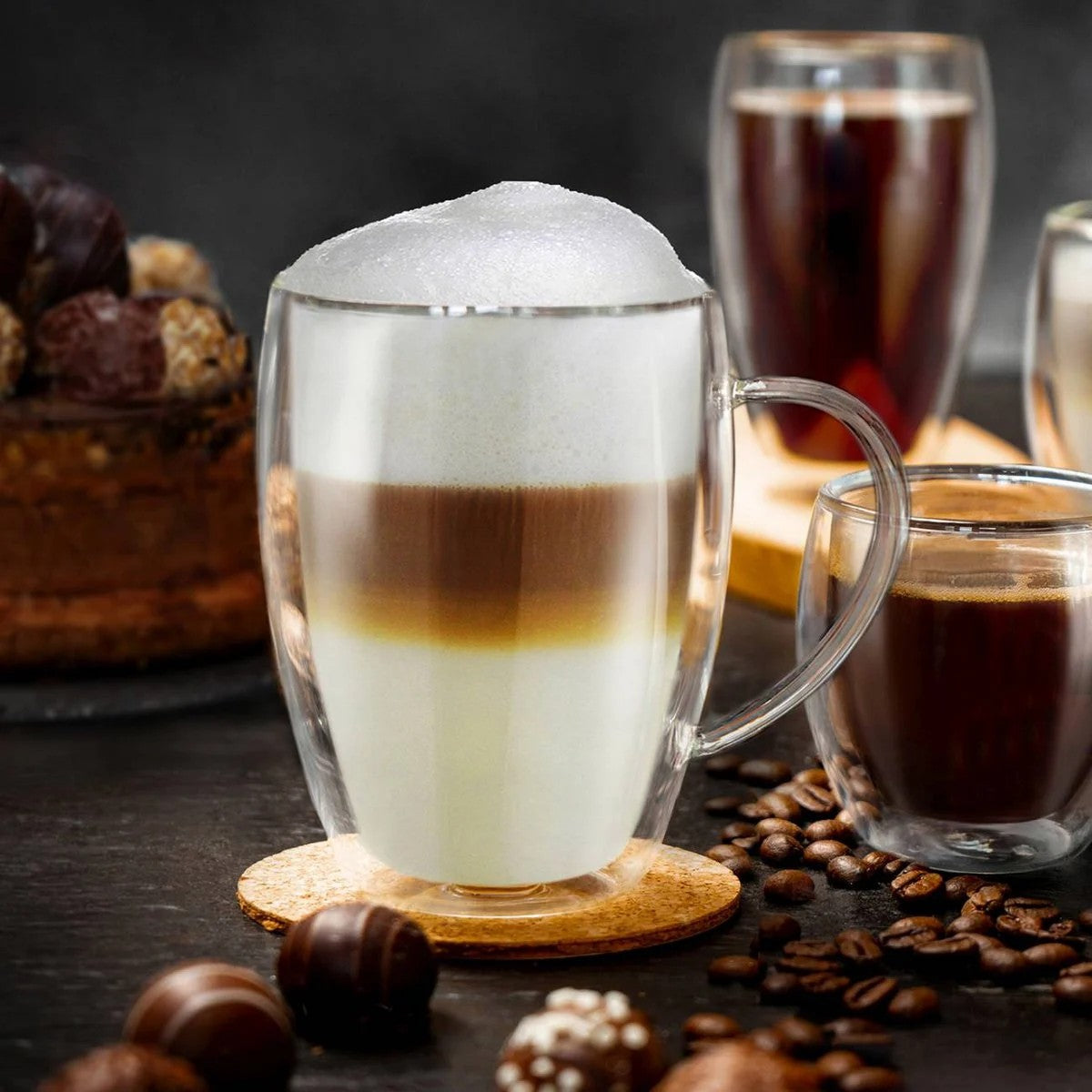 Dubbelwandige glazen voor koffie en thee – koffiecorner decoratie en barista tools – cadeau set kookliefhebber.