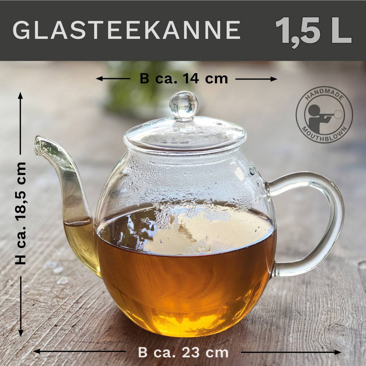 Creano theepot 1,5L voor het zetten van verse losse thee

