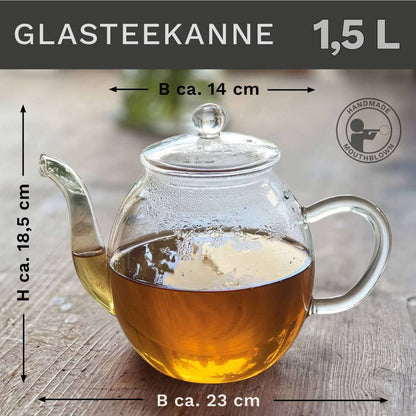 Creano theepot 1,5L voor het zetten van verse losse thee

