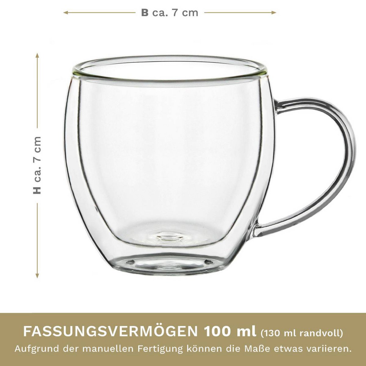 Creano thermoglazen voor espresso ristretto en cortado 100ml - afmetingen
