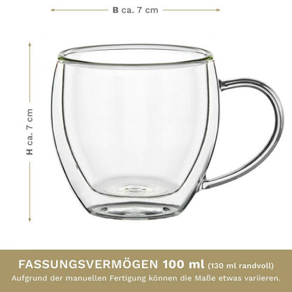 Creano thermoglazen voor espresso ristretto en cortado 100ml - afmetingen
