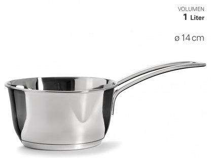 Karl Weis Boterpannen Set - 3-delig - RVS Steelpannen met Schenktuit - 300ml, 500ml & 1L