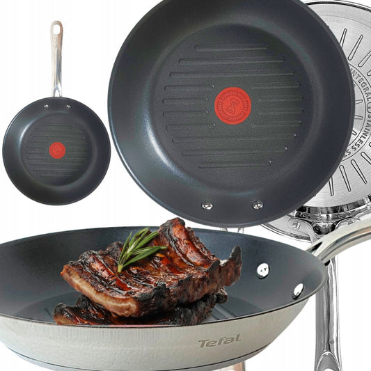 Tefal Infinite grillpan 26 cm ribeye grillen inductie Titanium anti-aanbaklaag grillstrepen.