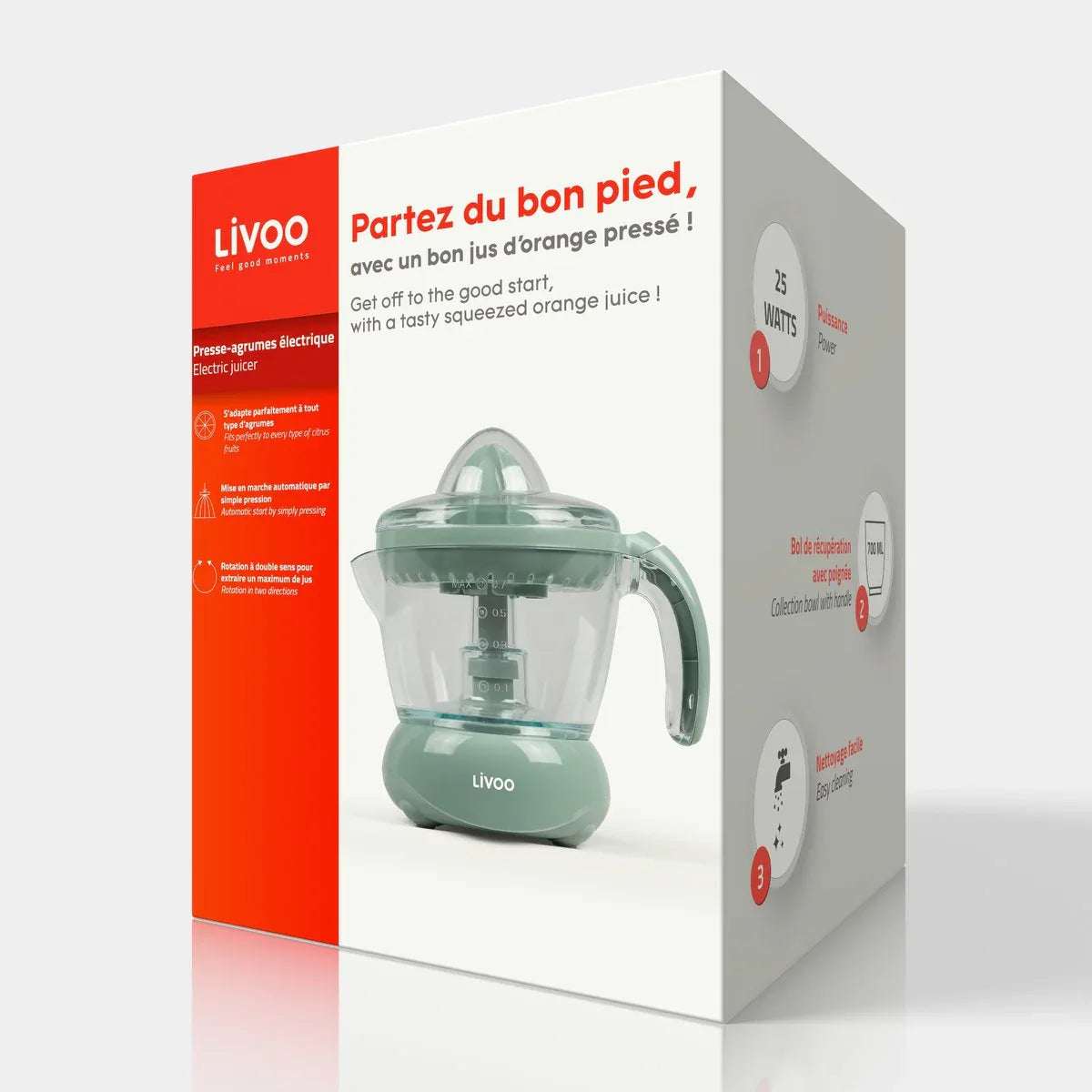 Citruspers Elektrisch Livoo 700ml | Automatisch | 2 Kegels - Dahomy.nl