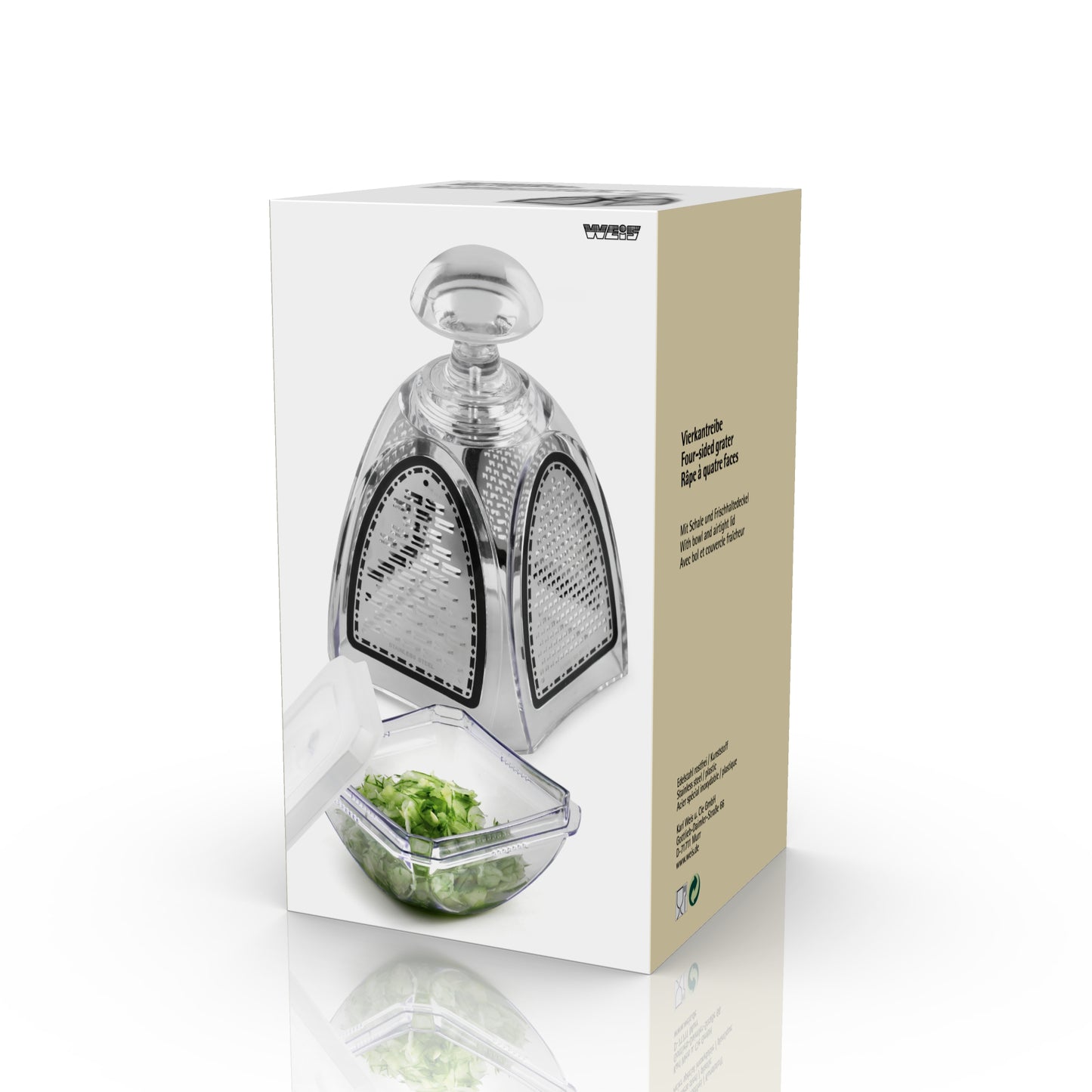 Grote doosrasp Karl Weis in geschenkdoos - professionele kaasrasp en groenterasp met ergonomische knop
