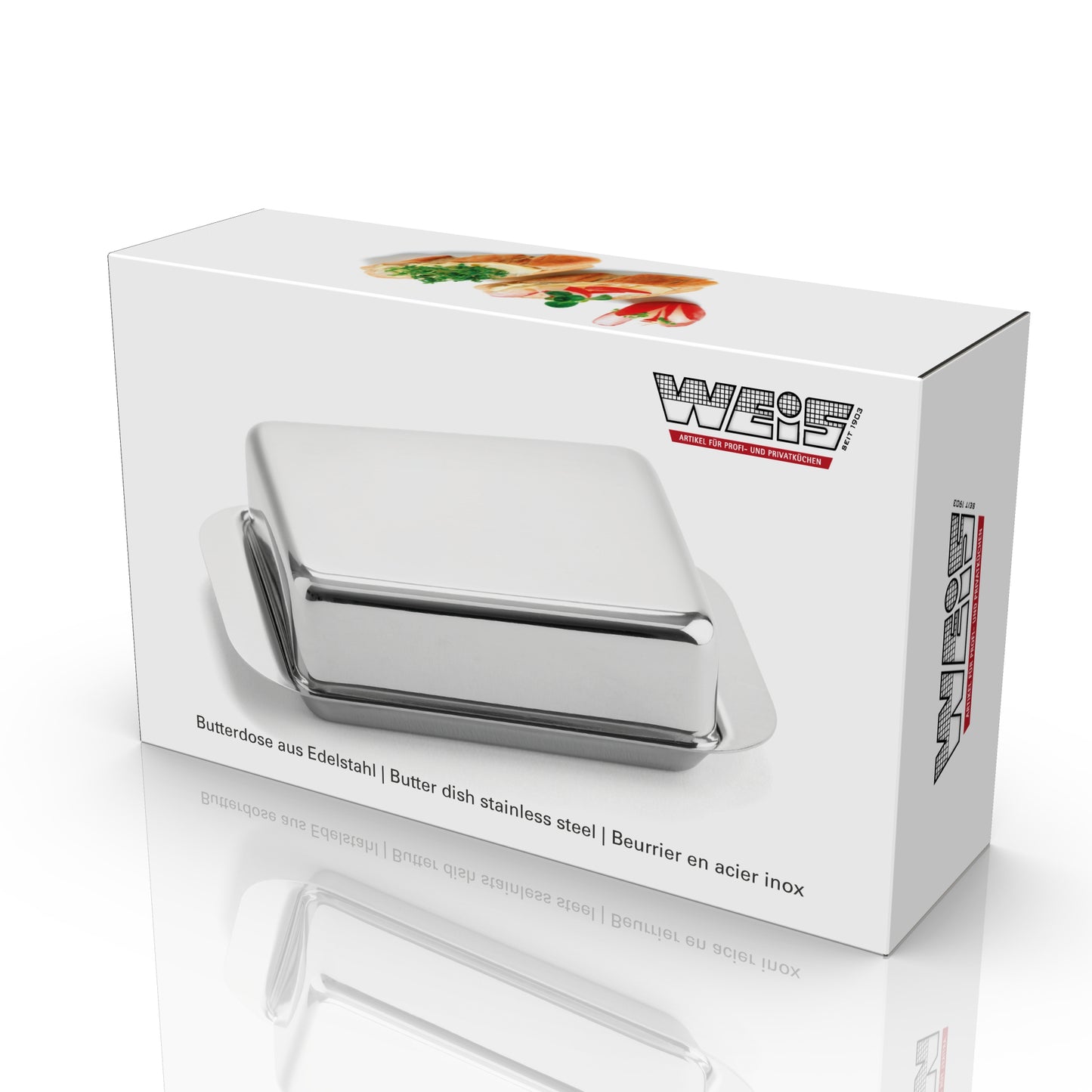 Karl Weis botervloot roestvrij staal 250g plasticvrije geschenkdoos cadeau