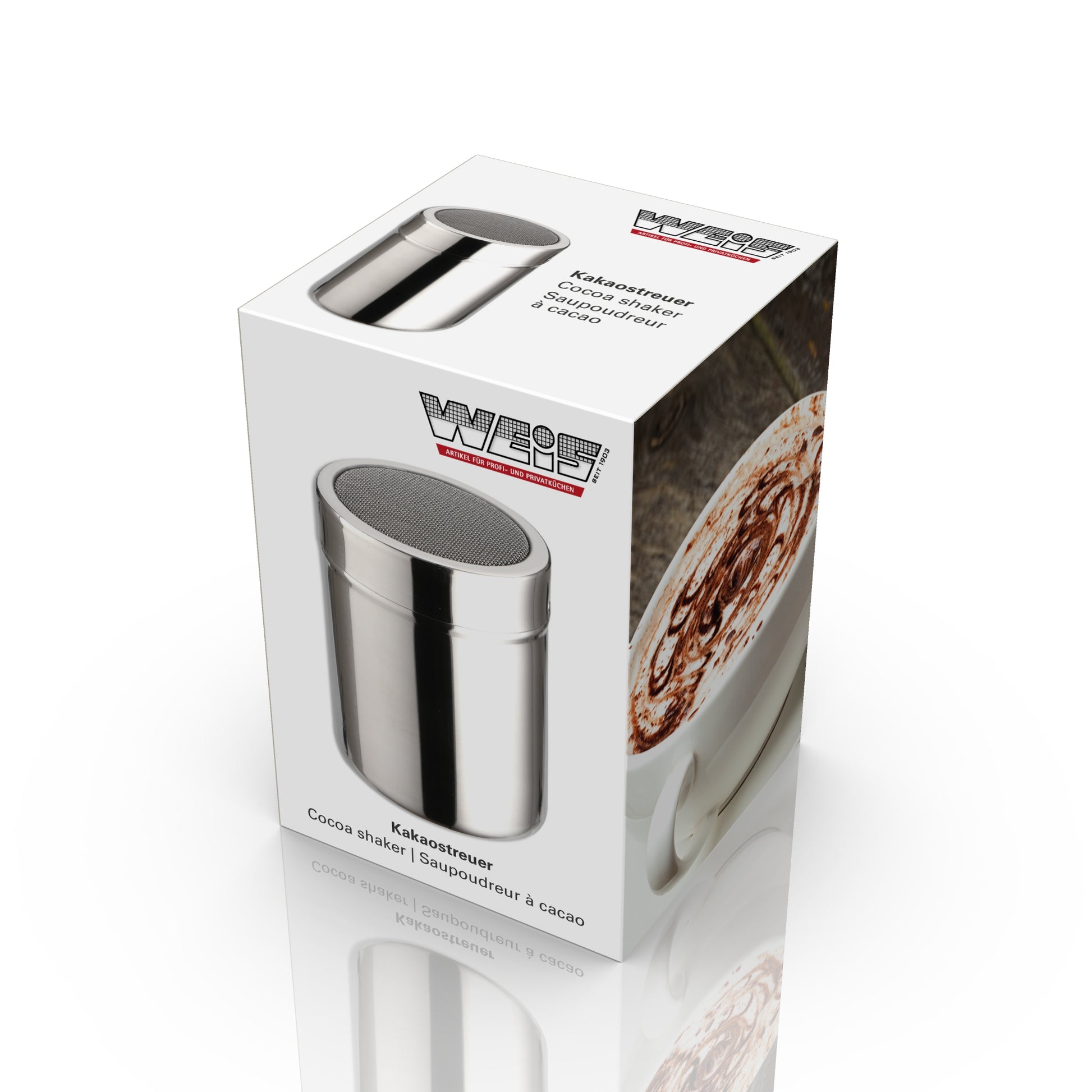 Karl Weis cacaostrooier roestvrij staal detail fijn zeefgaas voor decoratie
