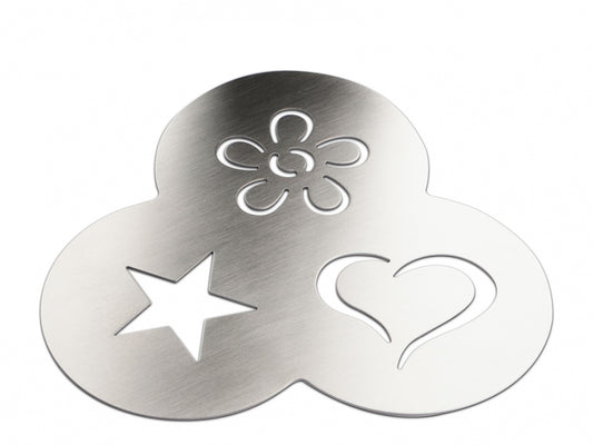 Karl Weis motiefsjabloon RVS met 3 motieven bloem hart ster - cappuccino decoratie sjabloon