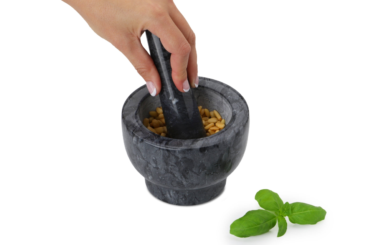 Karl Weis granieten vijzel bovenaanzicht ruw binnenoppervlak voor optimale maling
