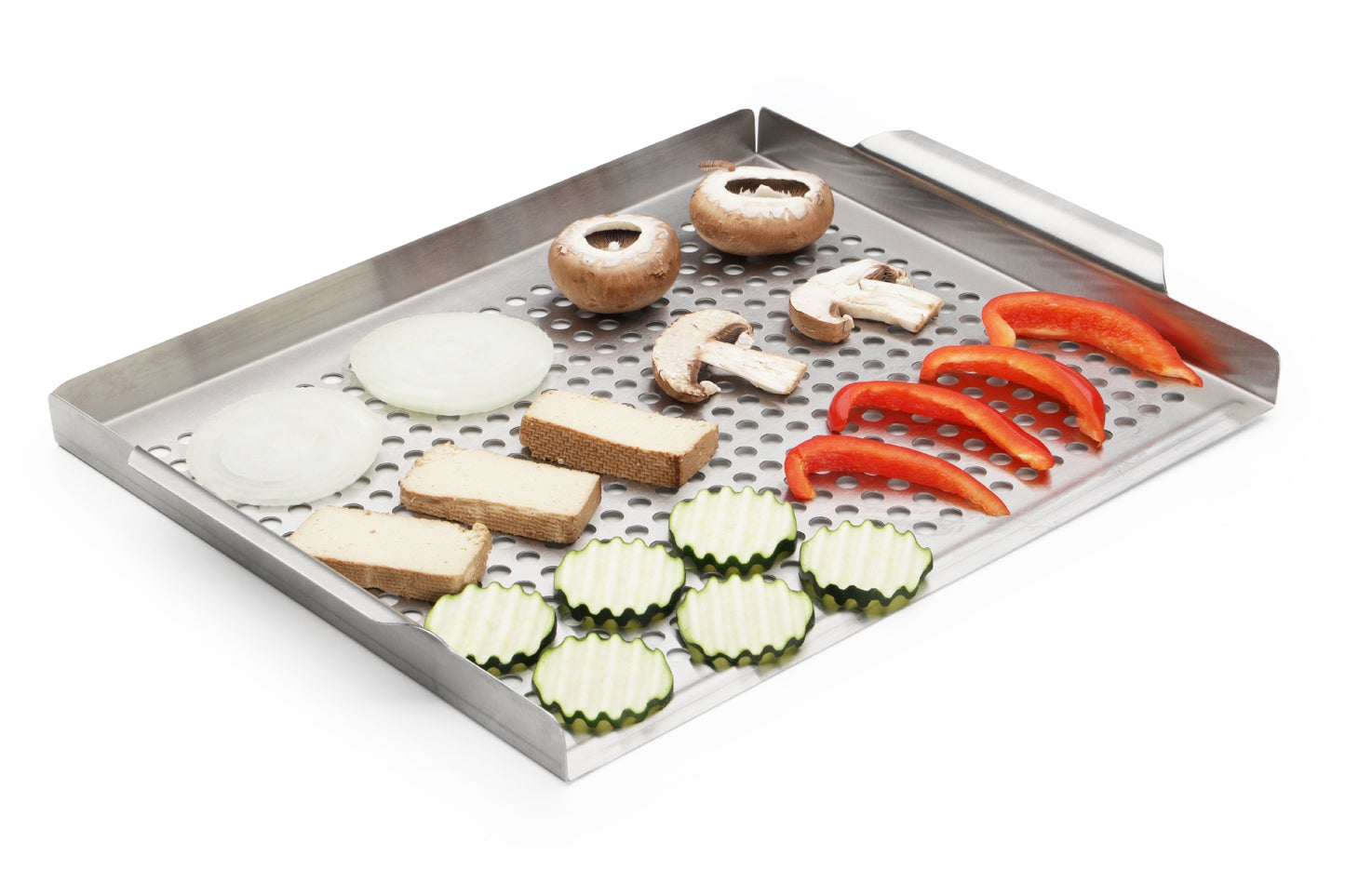 Roestvrij Stalen Grillplaat Vaatwasserbestendig 46x28cm - met champignons, paprika, courgette -Karl Weis