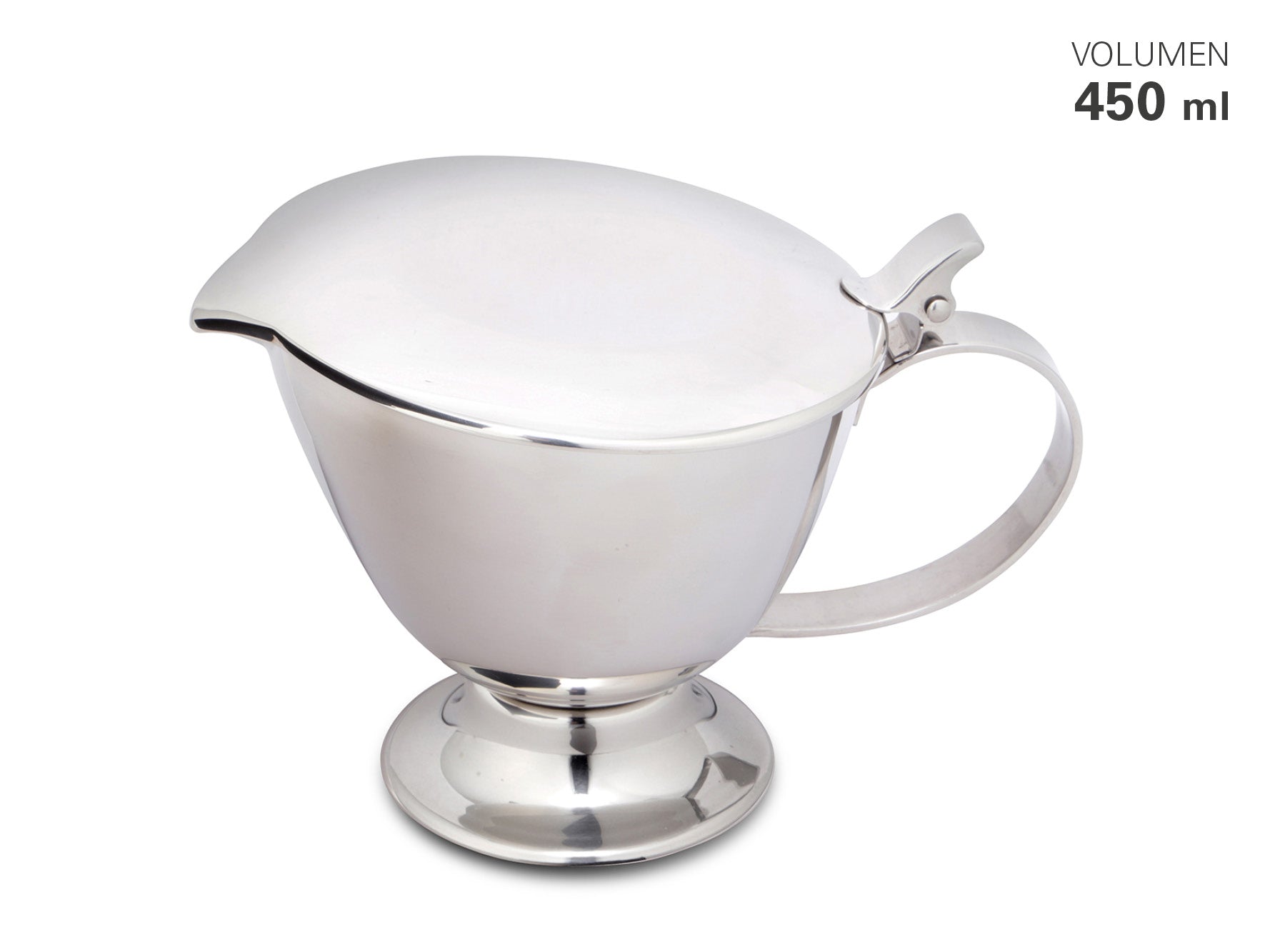 Karl Weis luxe RVS juskom 350ml hoogglans gepolijst met schenktuit en handvat

