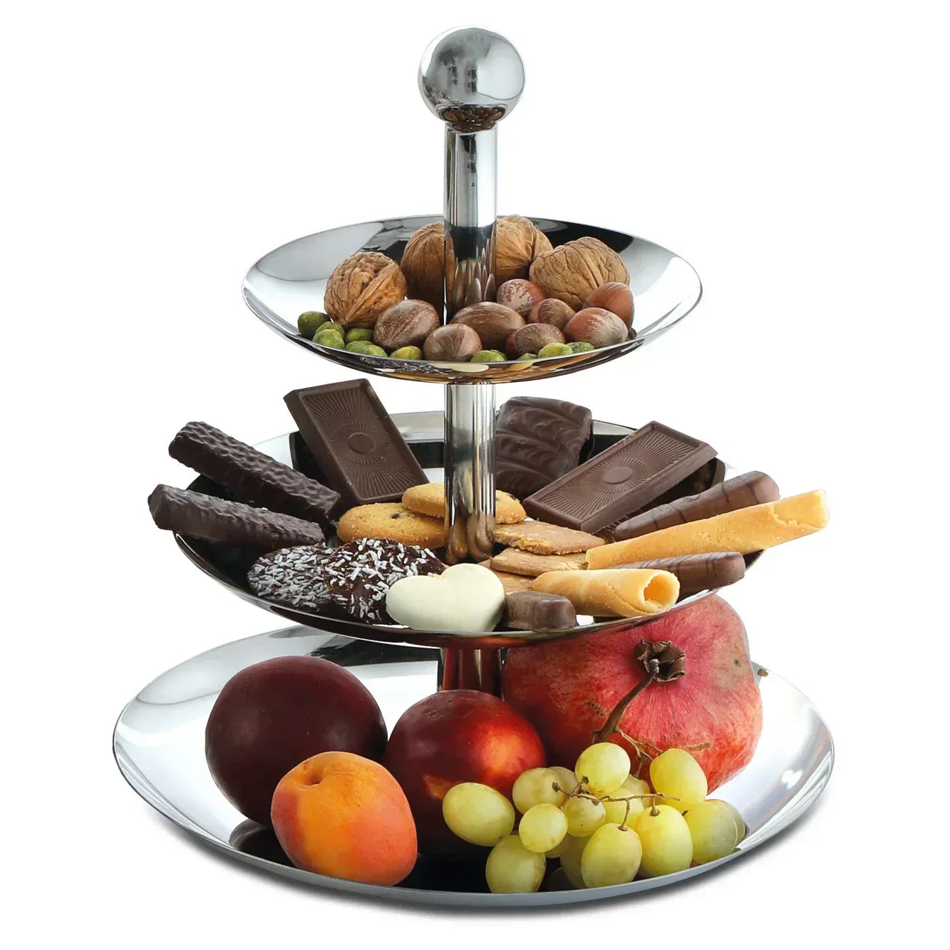 Etagère RVS Karl Weis 3 Niveaus 27cm | High Tea Serveerstandaard - Dahomy.nl