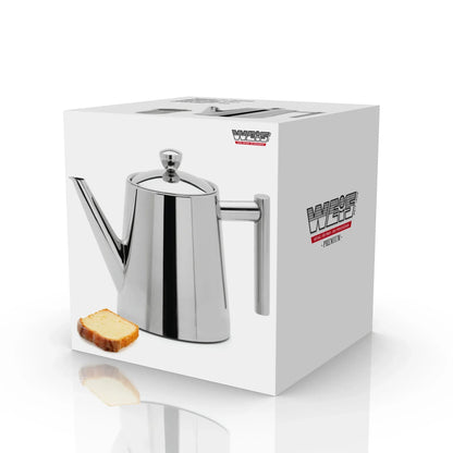 Theepot RVS 1100ml Theefilter – Druppelvrij Hoogglans | Karl Weis - Dahomy.nl