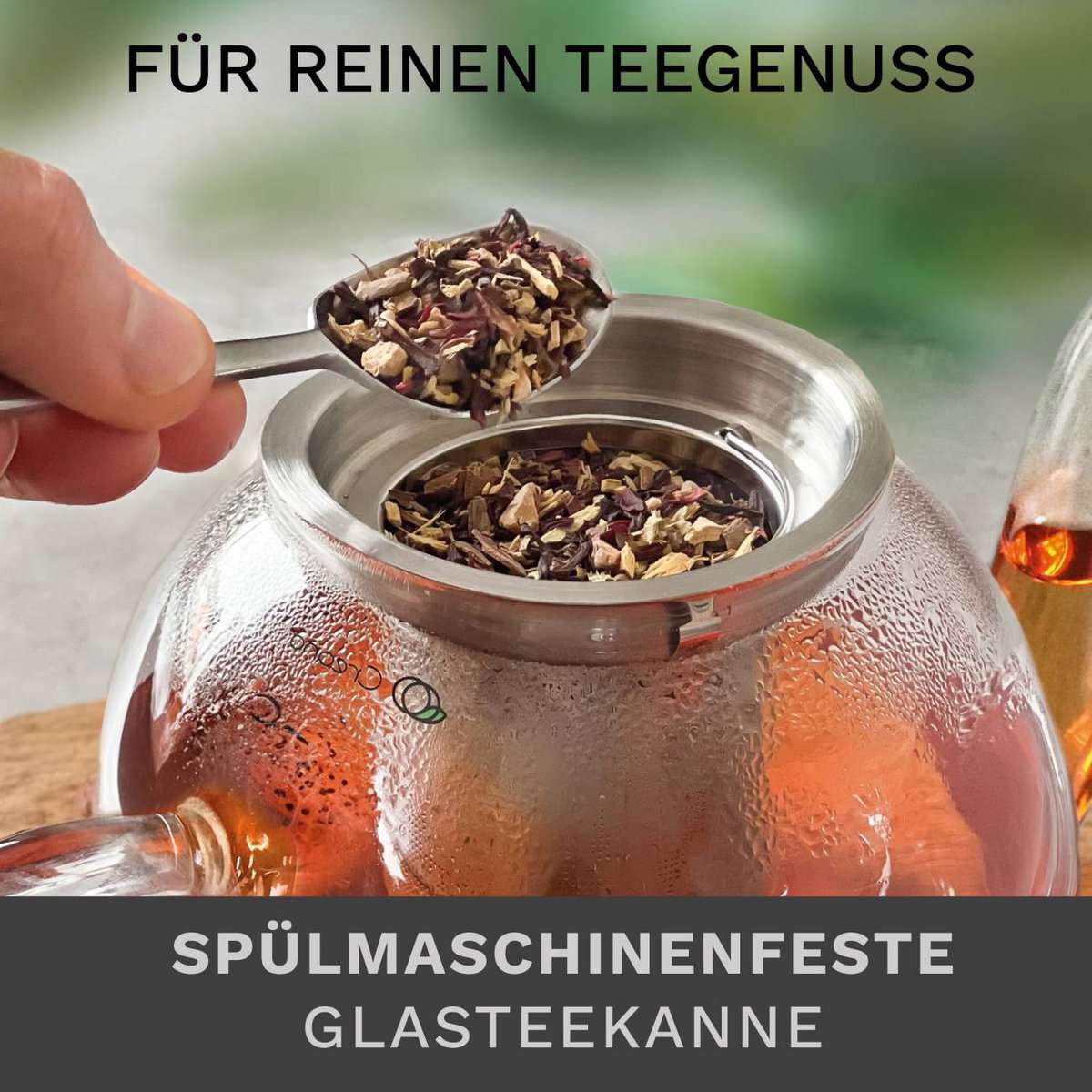 Creano Glazen Theepot Set 850ml met Theewarmer & 2 Glazen