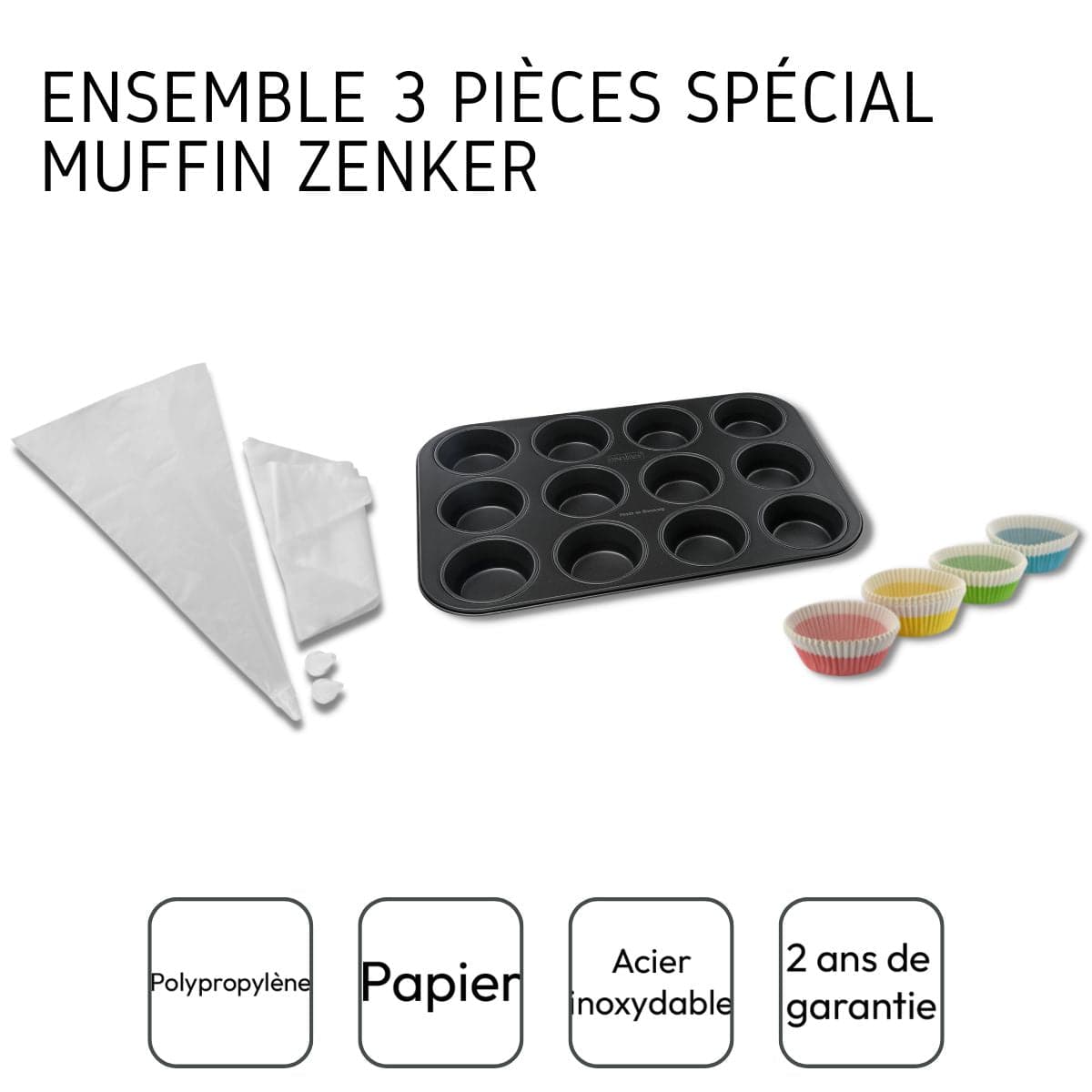 Zenker muffinset 3-delig met 12-holtes bakvorm
