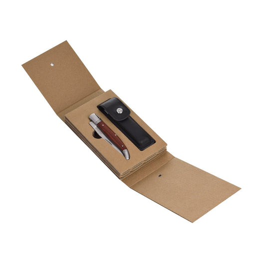 Laguiole Heritage zakmes met palissanderhout handvat en RVS lemmet in zwart leren etui
