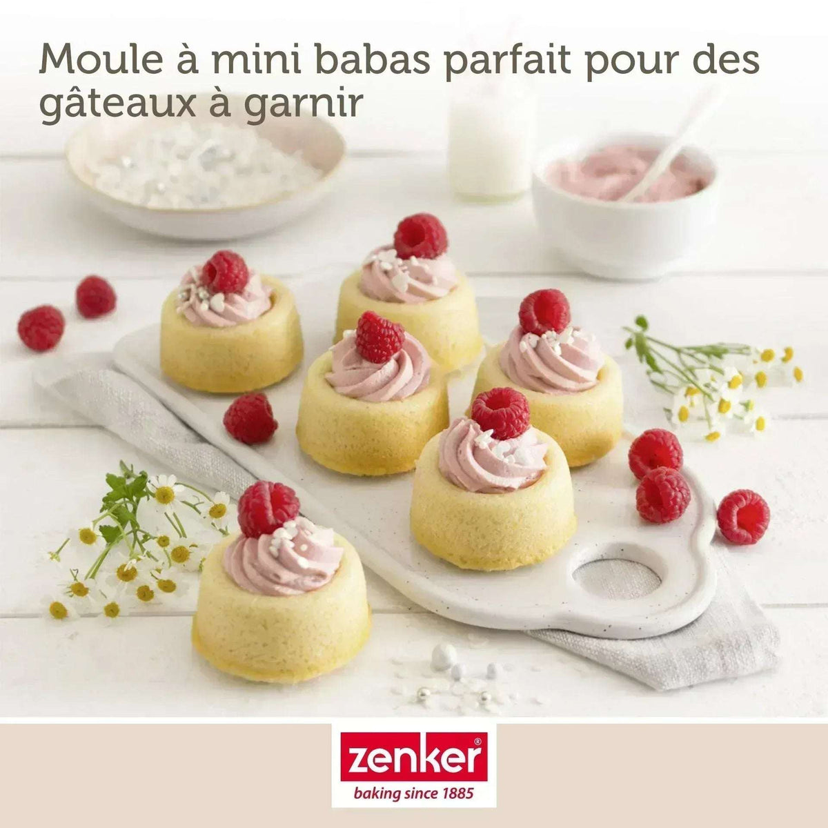 Bakvorm Rum Baba Zenker 12 Stuks | Mini Savarins | RVS Teflon - Dahomy.nl