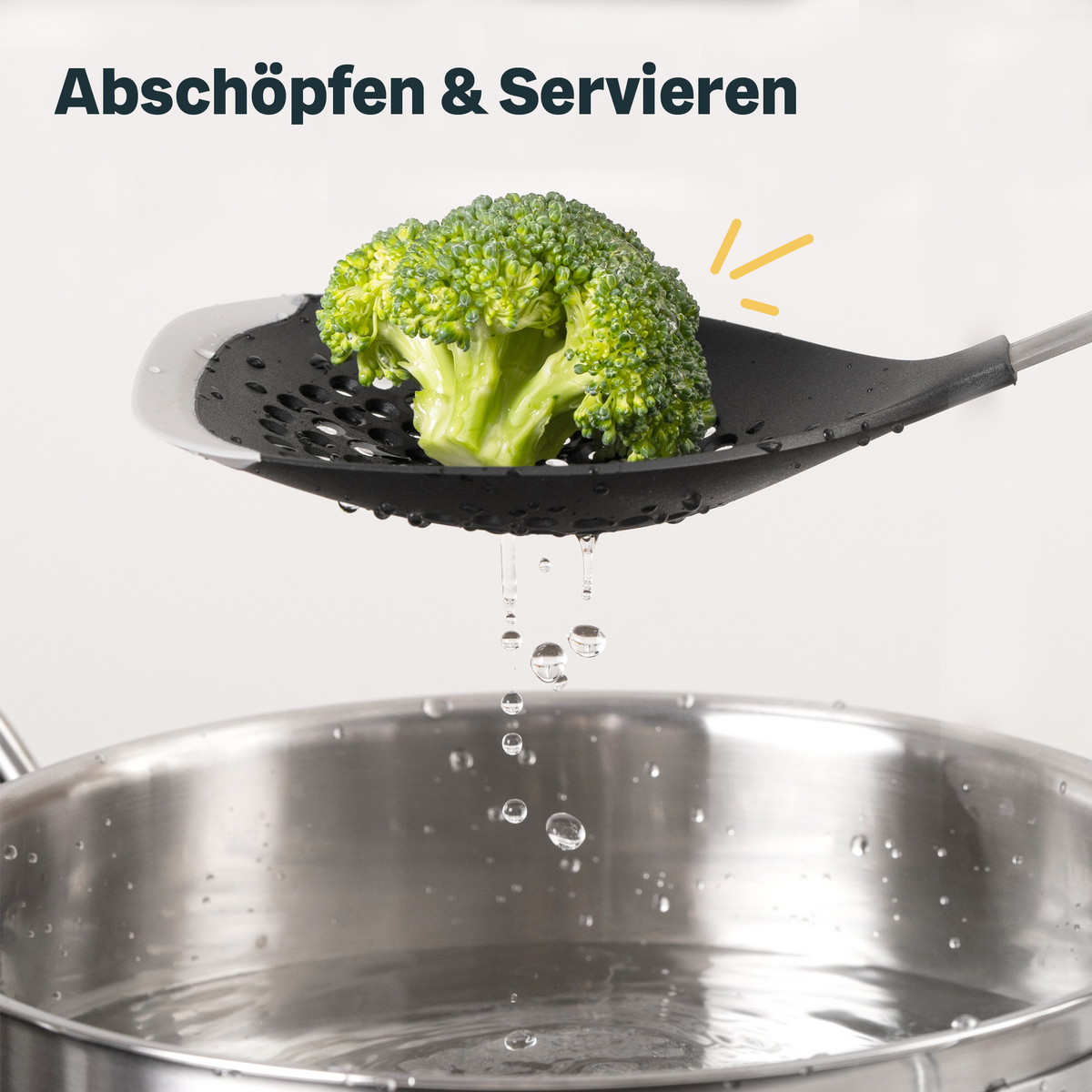 Silberthal Schuimspaan Detail - Fijnmazig RVS met siliconen rand voor optimaal afscheppen
