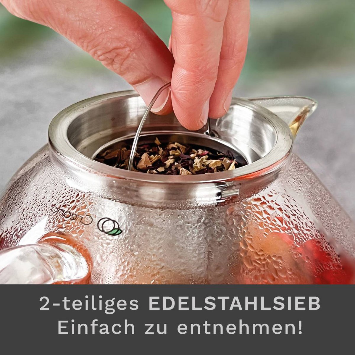 Creano Glazen Theepot Set 850ml met Theewarmer & 2 Glazen