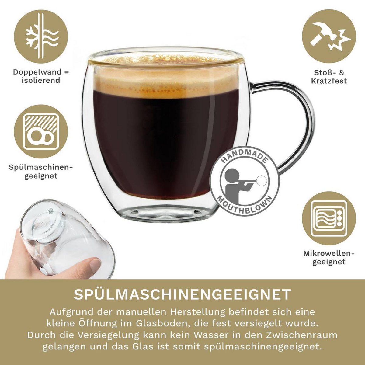 Creano thermoglazen voor espresso ristretto en cortado 100ml - productinformatie
