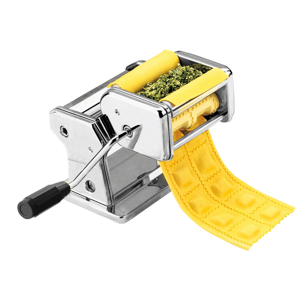 Pasta machine detail RVS constructie verstelbare dikte ravioli spaghetti
