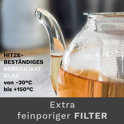 Druppelvrije Creano glazen theepot met hittebestendig borosilicaatglas

