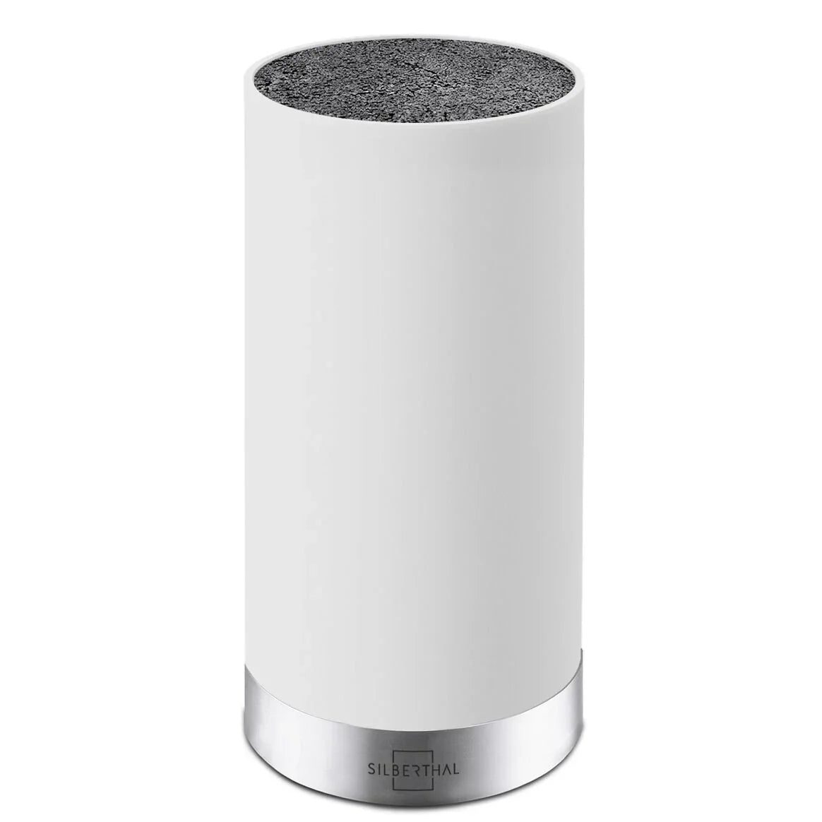 Wit Universeel Messenblok, gevuld met borstelharen voor veilige opberging van maximaal 10 messen.