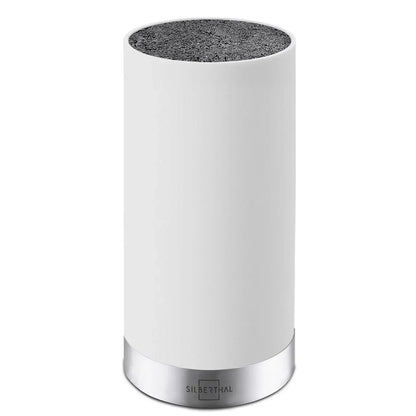 Wit Universeel Messenblok, gevuld met borstelharen voor veilige opberging van maximaal 10 messen.