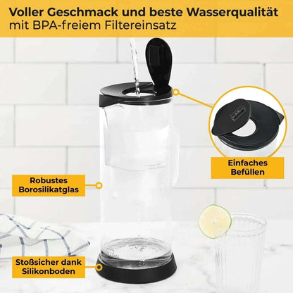 Waterfilterkan Glas 2,7L Silberthal | 3 Filters | BPA-Vrij - Dahomy.nl