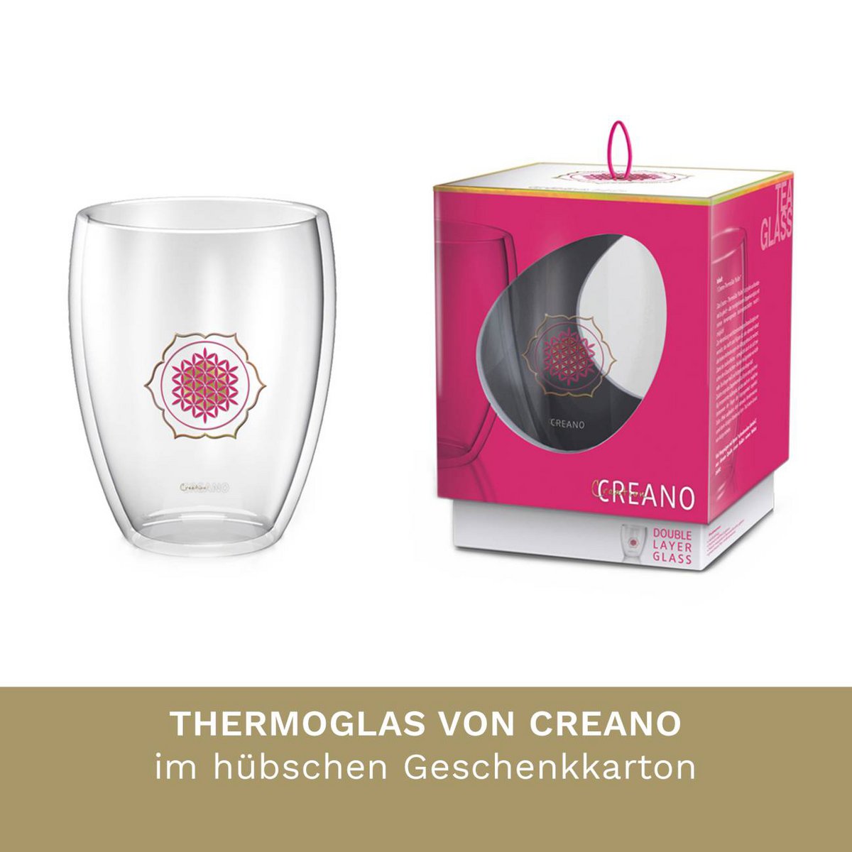 Creano thermoglas 250ml dubbelwandig in exclusieve geschenkverpakking
