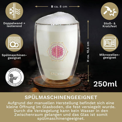 Creano Flower of Life thermoglas 250ml zwevend drankje effect dubbelwandig
