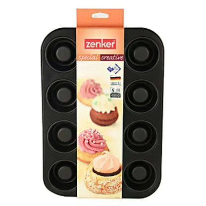 Bakvorm Rum Baba Zenker 12 Stuks | Mini Savarins | RVS Teflon - Dahomy.nl