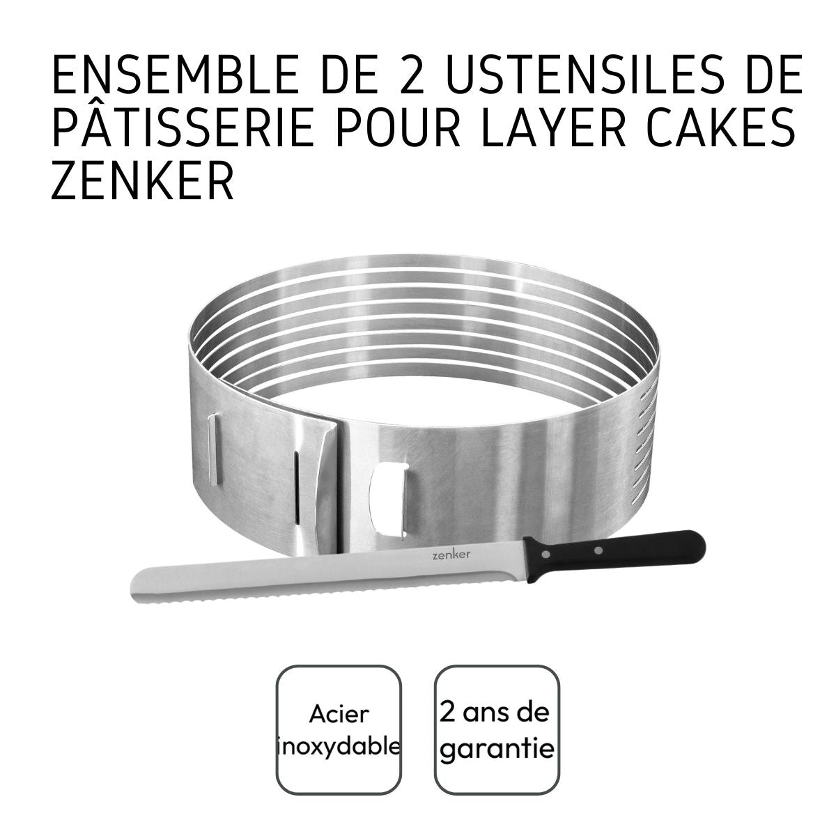 Zenker gebaksbestek set met taartmes 30cm en verstelbare gebakscirkel