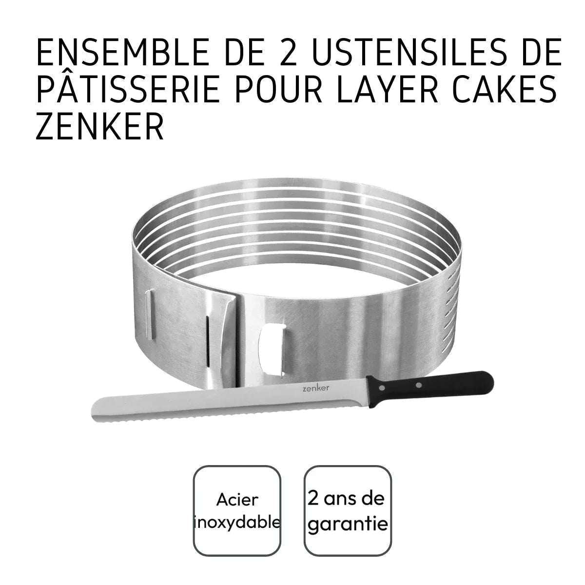 Gebaksbestek Set Zenker 2-delig | Taartmes 30cm + Gebakscirkel - Dahomy.nl