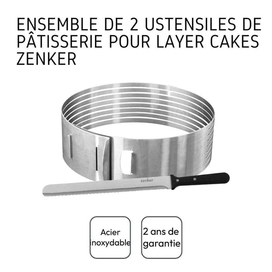 Gebaksbestek Set Zenker 2-delig | Taartmes 30cm + Gebakscirkel - Dahomy.nl