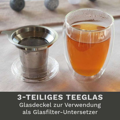 Dubbelwandig theeglas Creano 400ml handgemaakt borosilicaatglas
