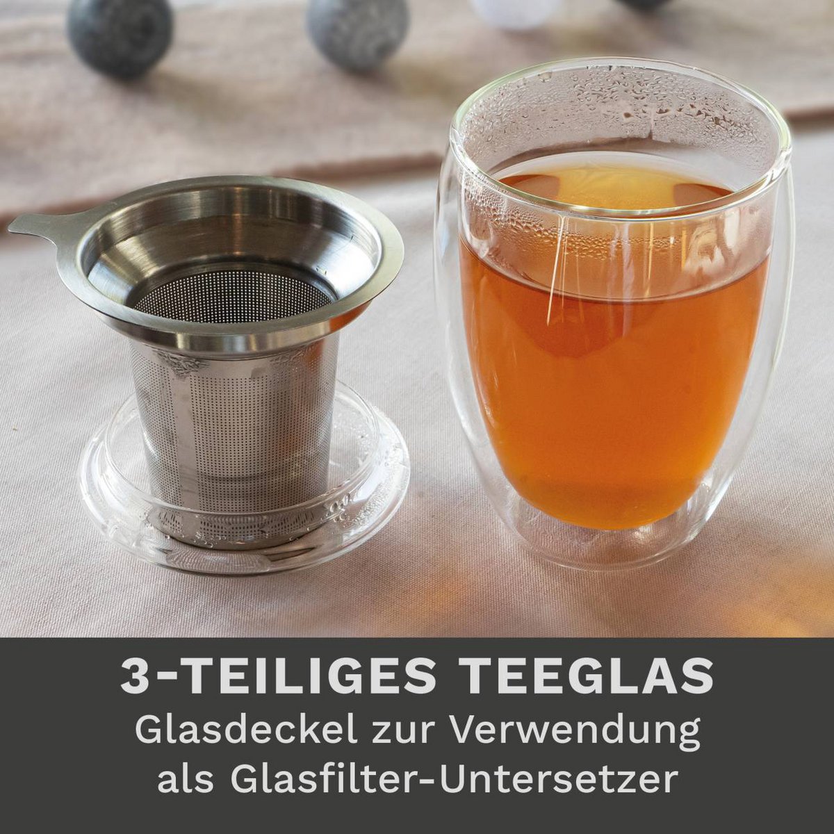 Dubbelwandig theeglas Creano 400ml handgemaakt borosilicaatglas
