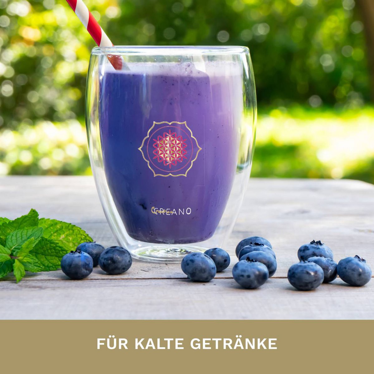 Thermoglas 250ml met Flower of Life motief hoogwaardig borosilicaatglas
