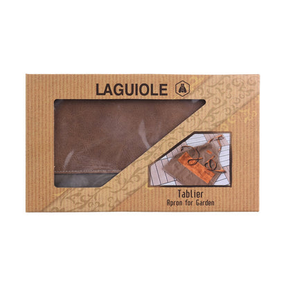 Laguiole tuinschort detail geborduurd logo op canvas