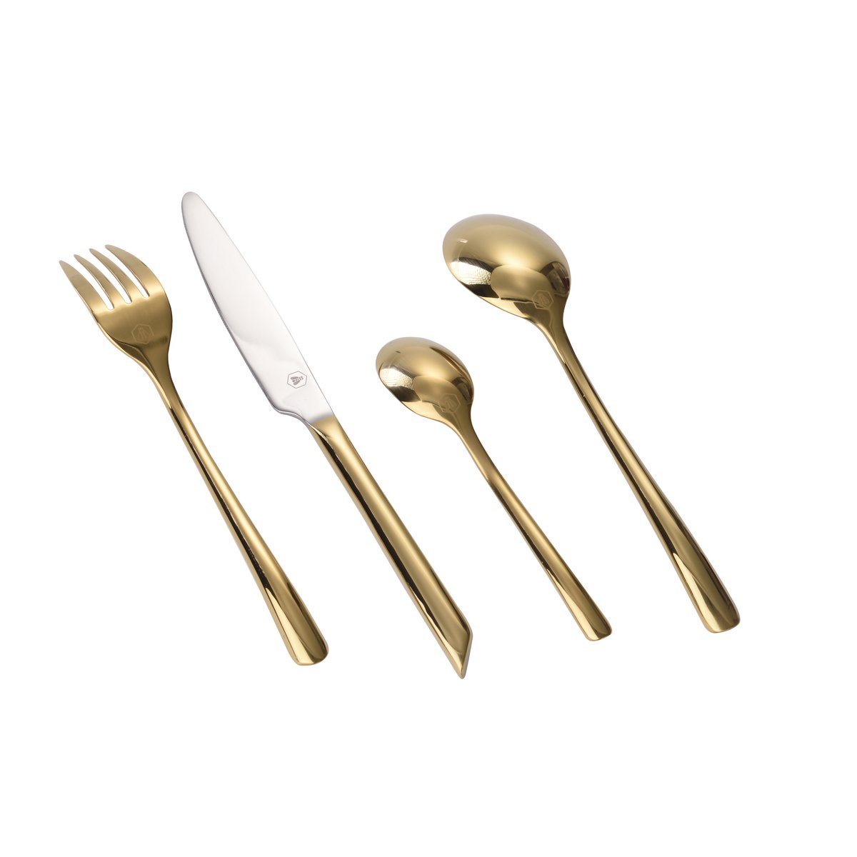 Laguiole Golden Shiny bestekset 16 stuks met messen vorken lepels

